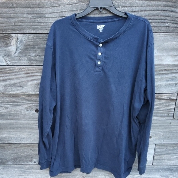 Lands' End Men's Navy long sleeved Shirt size XXL/T - Picture 1 of 5